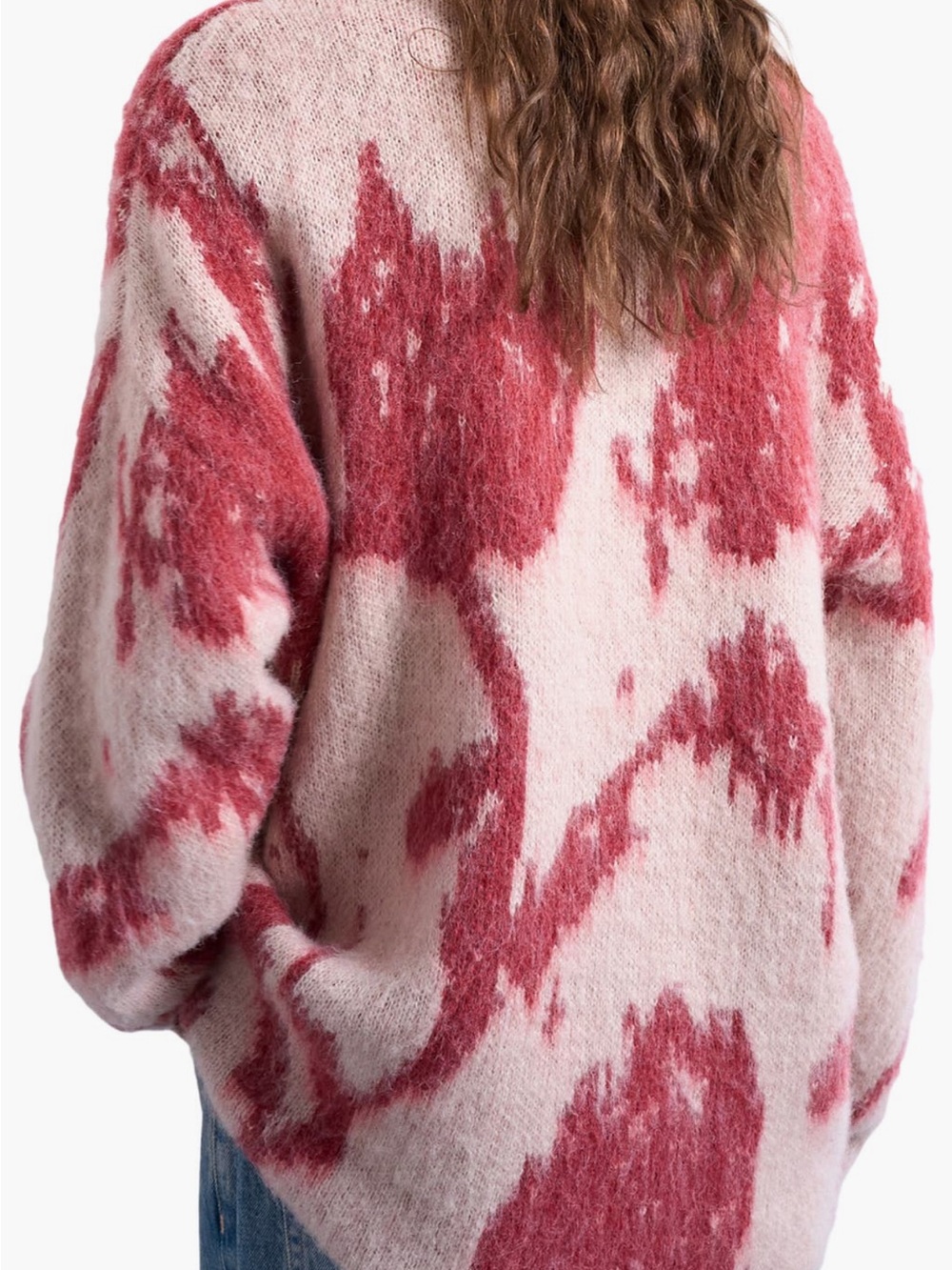Topshop Pink and Cream Abstract Knit Sweater